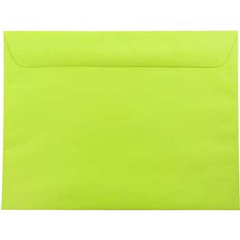 JAM Paper Booklet Colored Envelopes, 9&quot; x 12&quot;, Ultra Lime Green, 100/PK