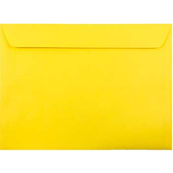 JAM Paper Booklet Colored Envelopes, 9&quot; x 12&quot;, Yellow, Recycled, 100/PK