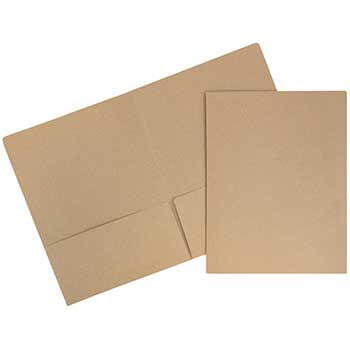 JAM Paper Premium Matte Cardstock Twin Pocket Folders, Brown Kraft Bag Recycled, 6/PK