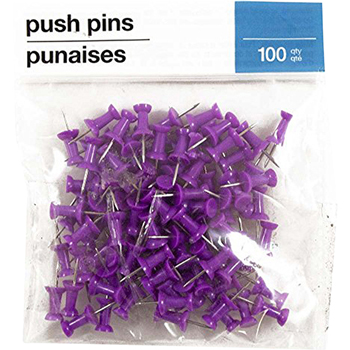 JAM Paper Pushpins, Light Purple, 100/Pack
