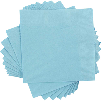 JAM Paper Small Beverage Napkins, 5 in x 5 in, Sea Blue, 50/Pack