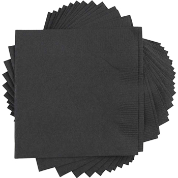 JAM Paper Small Beverage Napkins, 5 in x 5 in, Black, 50/Pack