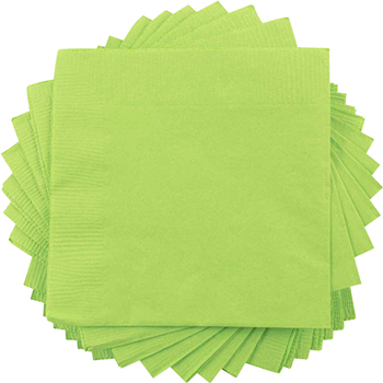 JAM Paper Small Beverage Napkins, 5 in x 5 in, Lime Green, 50/Pack