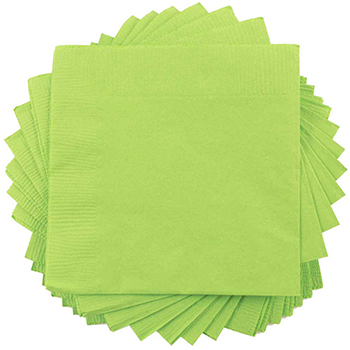 JAM Paper Beverage Napkins, 5 in x 5 in, Lime Green, 250/Pack