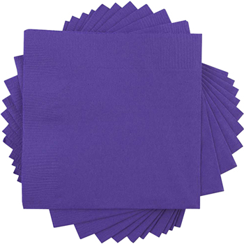 JAM Paper Small Beverage Napkins, 5 in x 5 in, Purple, 50/Pack