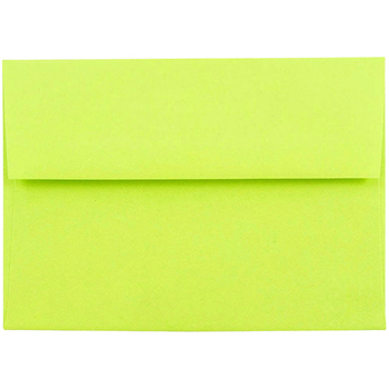 JAM Paper A6 Invitation Envelopes, 4 3/4&quot; x 6 1/2&quot;, Brite Hue Ultra Lime Green, 25/PK
