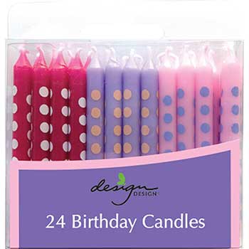 JAM Paper Birthday Candle Sticks, 2 3/8&quot; x 1/4&quot;, Violet, Fuchsia &amp; Baby Pink with Stripes, 24/PK