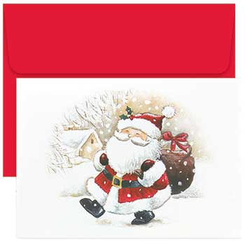 JAM Paper Christmas Holiday Cards Set, Happy Santa, 18 Card Set