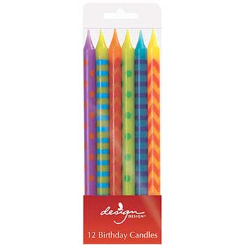JAM Paper Birthday Candle Sticks, 4&quot; x 1/4&quot;, Multi-Color Assortment, 12/PK