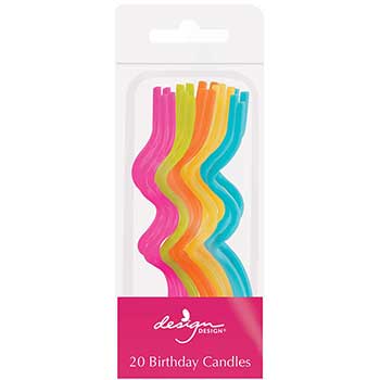 JAM Paper Specialty Birthday Candles, Twisted Style Birthday Candle Set, Assorted Colors, 20/PK