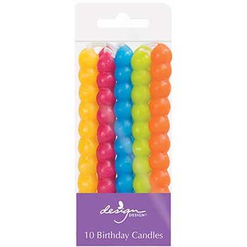 JAM Paper Specialty Birthday Candles, Bubble Style Birthday Candle Set, Assorted Colors, 10/PK