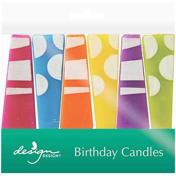 JAM Paper Specialty Birthday Candles, 2 3/4&quot; x 3/4&quot;, Party Pillars Birthday Candle Set, 6/PK