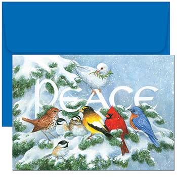 JAM Paper Holiday Cards Set, Home for the Holidays Birds on Branch, 18 Card Set