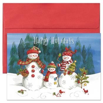 JAM Paper Christmas Holiday Cards Set with Envelopes, Frosty Family, 16 Card Set