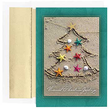 JAM Paper Christmas Card Set with Envelopes, Sand Tree, 18 Card Set