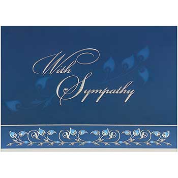 JAM Paper Sympathy Card Set, 5.63&quot; x 7.88&quot;, Blue and Silver With Sympathy, 25 Card Set