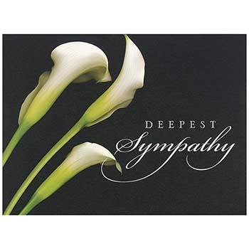 JAM Paper Sympathy Card Set, 5.63&quot; x 7.88&quot;, Deepest Sympathy Calla Lilies, 25 Card Set