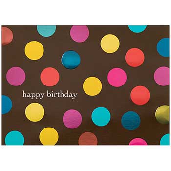 JAM Paper Birthday Cards Set, Big Dots on Brown, 25 Card Set