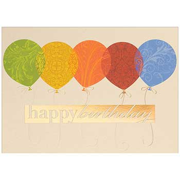 JAM Paper Birthday Cards Set, 5.63&quot; x 7.88&quot;, Happy Birthday Balloons, 25 Card Set