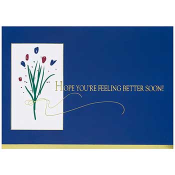JAM Paper &quot;Hope You&#39;re Feeling Better Soon&quot; Sympathy Card Set, 5.63&quot; x 7.88&quot;, Get Well Flowers Design, 25 Card Set