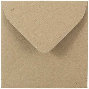 JAM Paper Square Recycled Invitation Envelopes, 3 1/8&quot; x 3 1/8&quot;, Brown Kraft Paper Bag, 25/PK