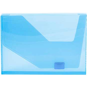 JAM Paper Plastic Side Buckle Box Portfolio, 9 3/4&quot; x 13 1/2&quot; x 1 1/2&quot;, Blue