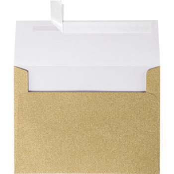 JAM Paper A7 Invitation Envelopes, 90 lb, 5 1/4 in x 7 1/4 in, Mirri Gold Sparkle, 250/Carton