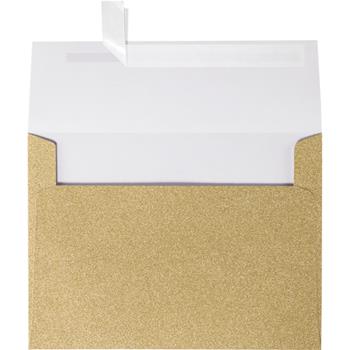 JAM Paper A7 Invitation Envelopes, 90 lb, 5 1/4 in x 7 1/4 in, Mirri Gold Sparkle, 50/Pack