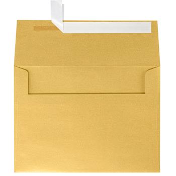 JAM Paper A7 Invitation Envelopes, 5-1/4 in x 7-1/4 in, Gold Metallic, Peel and Seal, 500/Pack