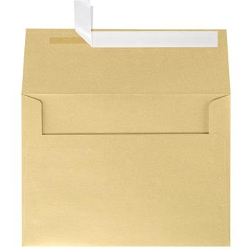 JAM Paper A7 Invitation Envelopes, 5-1/4 in x 7-1/4 in, Gold Metallic, Peel and Seal, 250/Pack