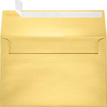JAM Paper A9 Invitation Envelope, 5-3/4 in x 8-3/4 in, Gold Metallic, Peel and Seal, 500/Pack