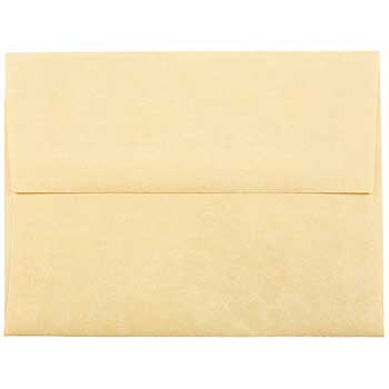 JAM Paper A2 Parchment Invitation Envelopes, 4 3/8&quot; x 5 3/4&quot;, Antique Gold Recycled, 25/PK