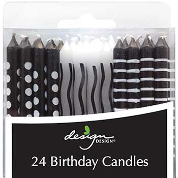 JAM Paper Birthday Candle Sticks, 2 3/8&quot; x 1/4&quot;, Polka Dots &amp; Stripes, 24/PK