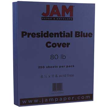 JAM Paper Cardstock, 80 lb, 8.5&quot; x 11&quot;, Presidential Blue, 250 Sheets/Ream