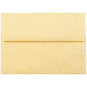 JAM Paper A6 Parchment Invitation Envelopes, 4 3/4&quot; x 6 1/2&quot;, Antique Gold Recycled, 25/PK