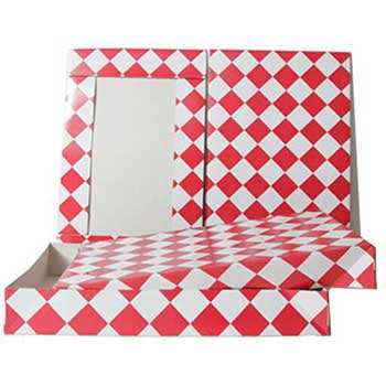 JAM Paper Gift Box, 9&quot; x 15&quot; x 2&quot;, Red &amp; White