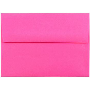 JAM Paper A6 Invitation Envelopes, 4 3/4&quot; x 6 1/2&quot;, Brite Hue Ultra Fuchsia Pink Hot Pink, 25/PK