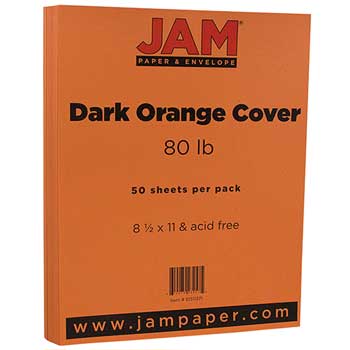 JAM Paper Cardstock, 8 1/2 x 11, 80lb Basis Orange, 50/PK