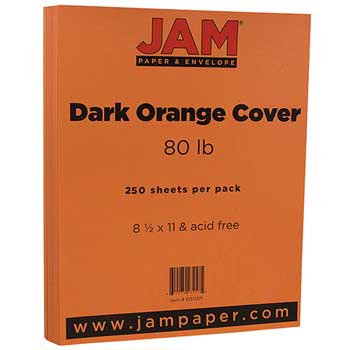 JAM Paper Cardstock, 80 lb, 8.5&quot; x 11&quot;, Orange, 250 Sheets/Ream