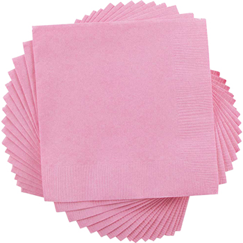 JAM Paper Lunch Napkins, 2-Ply, 6 1/2&quot; W x 6 1/2&quot; L, Baby Pink, 50 Napkins/Pack