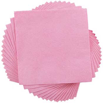 JAM Paper Lunch Napkins, 2-Ply, 6 1/2&quot; W x 6 1/2&quot; L, Baby Pink, 600 Napkins/Pack