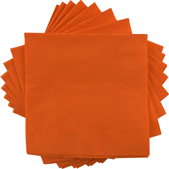 JAM Paper Bulk Lunch Napkins, 2-Ply, 6 1/2&quot; W x 6 1/2&quot; L, Orange, 600 Napkins/Case