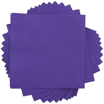 JAM Paper Lunch Napkins, Medium, 6 1/2 in x 6 1/2 in, Purple, 600/Pack