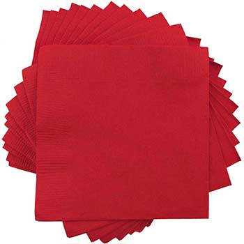 JAM Paper Lunch Napkins, Medium, 6 1/2 in x 6 1/2 in, Red, 600/Pack