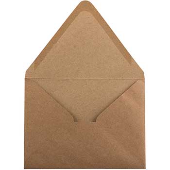 JAM Paper A2 V-Flap Invitation Envelopes, 4 3/8&quot; x 5 3/4&quot;, Brown Kraft Paper Bag Recycled, 100/PK