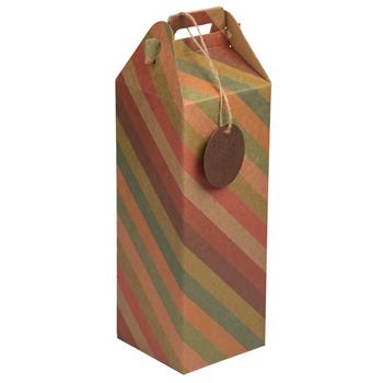 JAM Paper Wine Box with Tag, 4 4/5&quot; x 4 4/5&quot; x 17&quot;, Striped Recycled