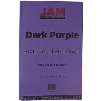 JAM Paper Cardstock, 80 lb, 8.5&quot; x 14&quot;, Dark Purple, 50 Sheets/Pack