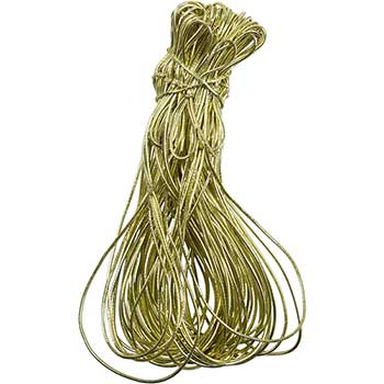 JAM Paper Elastic String Tie, 22&quot; Loop, Gold Metallic, 50/PK