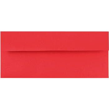 JAM Paper Recycled Booklet Envelope, #10 (4 1/8&quot; x 9 1/2&quot;) Brite Hue Red, 25/PK