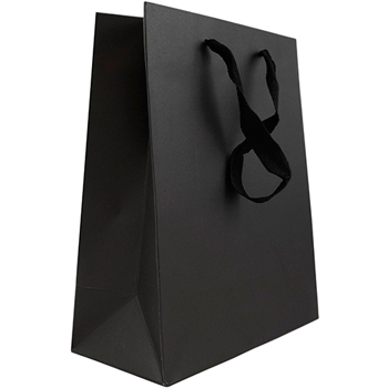 JAM Paper Heavy Duty Kraft Gift Bags, Medium (8&quot; x 10&quot; x 4&quot;), Black Matte Recycled, 3/PK